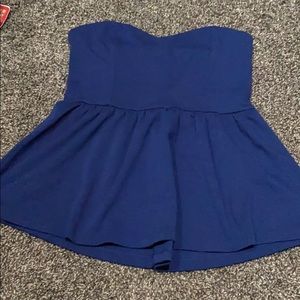 Blue sweetheart neck tube top